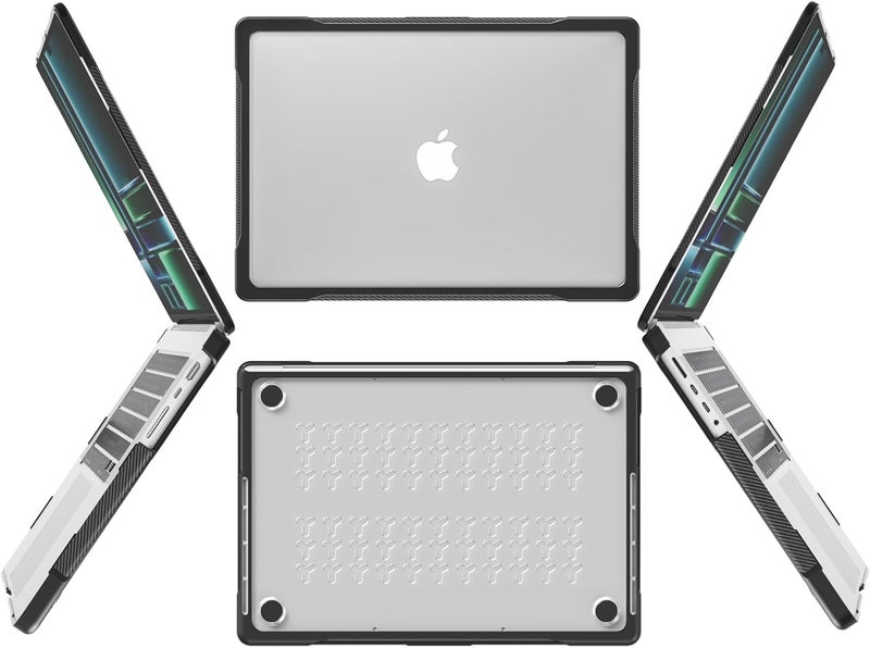 Batianda Ultimate Protection Case for New MacBook Pro 14 2025 M5 M4 M3 Pro Max Chip Matte Translucent Rugged Armor Shell with Shockproof TPU Bumper Anti-Fingerprint with Keyboard Cover, Translucent - Image 4
